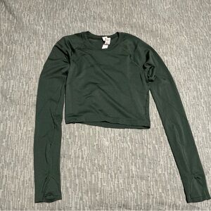 lululemon athletica Dark Green Long Sleeve Crop Top